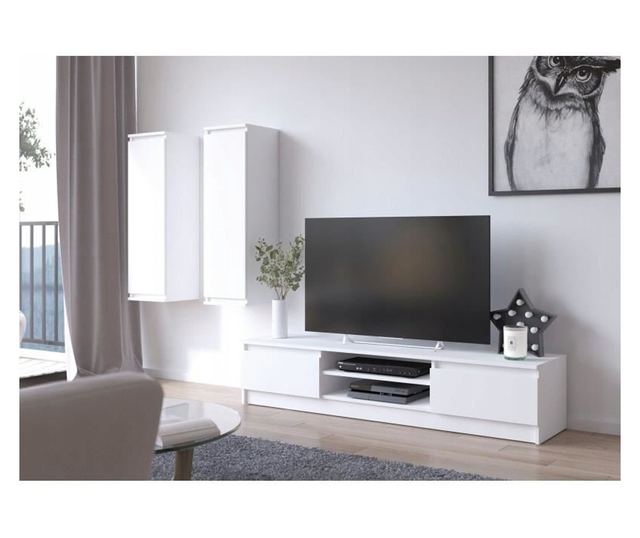 Dulap suspendat, placa laminata, 3 rafturi, 1 usa, alb, 30x30x99 cm