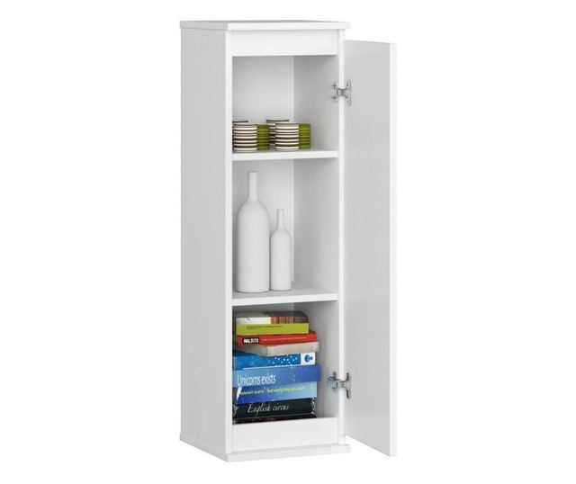 Dulap suspendat, placa laminata, 3 rafturi, 1 usa, alb, 30x30x99 cm