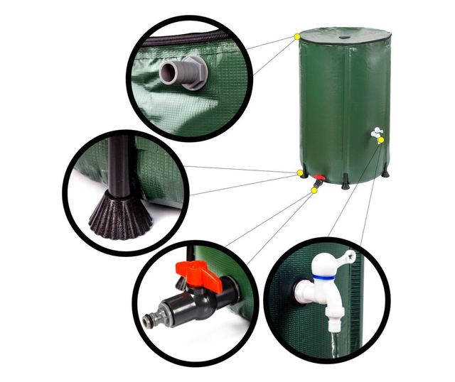 Rezervor 750 L cu robinet pentru apa de ploaie, pliabil