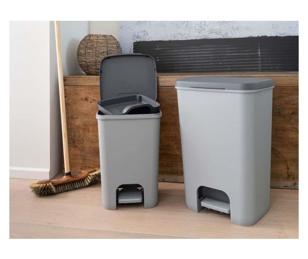 Cos de gunoi cu pedala, plastic, gri, 20 L, 30.3x29.4x42.8 cm, Curver - 5
