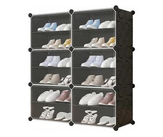 Dulap modular pentru depozitare incaltaminte, Mufart, plastic, 6 compartimente, 12 rafturi, 85x31x96 cm