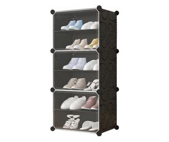 Dulap modular pentru depozitare incaltaminte, Mufart, plastic, 3 compartimente, 6 rafturi, 44x31x96 cm