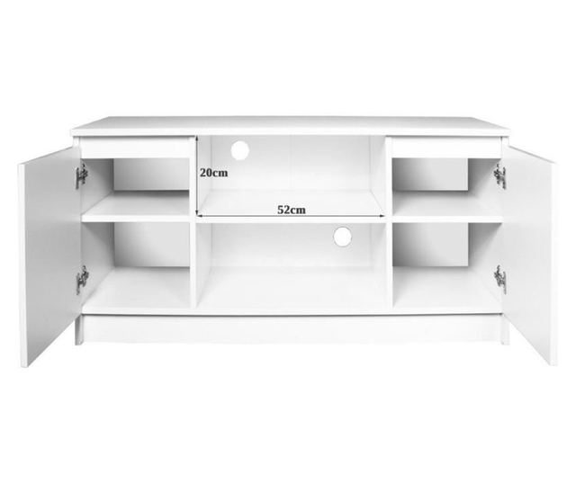 Comoda pentru TV, placa laminata, 6 rafturi, alb, 120x40x55 cm