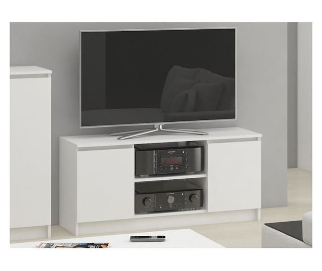 Comoda pentru TV, placa laminata, 6 rafturi, alb, 120x40x55 cm