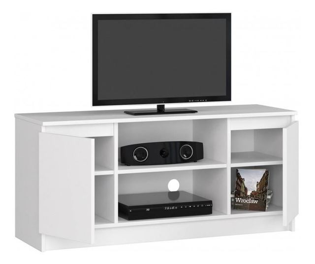 Comoda pentru TV, placa laminata, 6 rafturi, alb, 120x40x55 cm