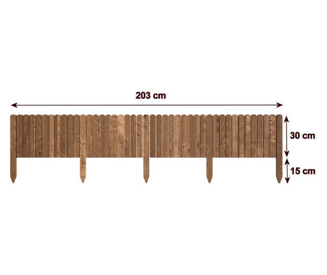 Gard de gradina decorativ din lemn, maro, 200x30 cm