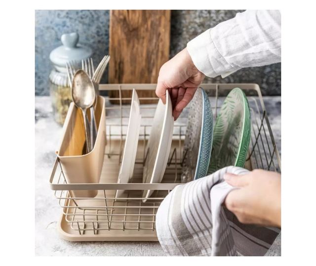 Uscător de vase Kinghoff KH 1838, Suporturi pentru ustensile, Bej