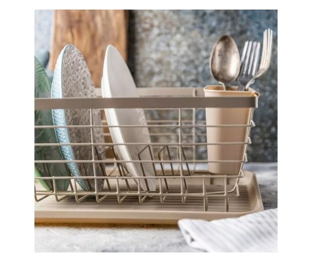 Uscător de vase Kinghoff KH 1838, Suporturi pentru ustensile, Bej