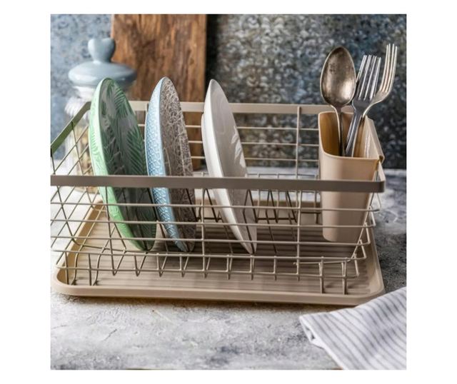 Uscător de vase Kinghoff KH 1838, Suporturi pentru ustensile, Bej