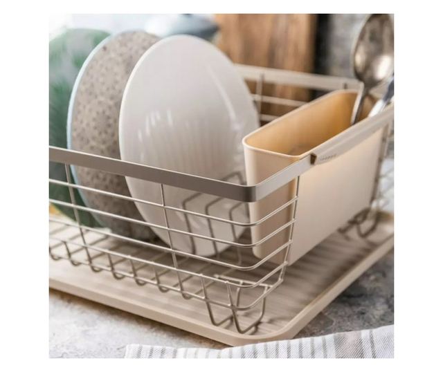 Uscător de vase Kinghoff KH 1838, Suporturi pentru ustensile, Bej