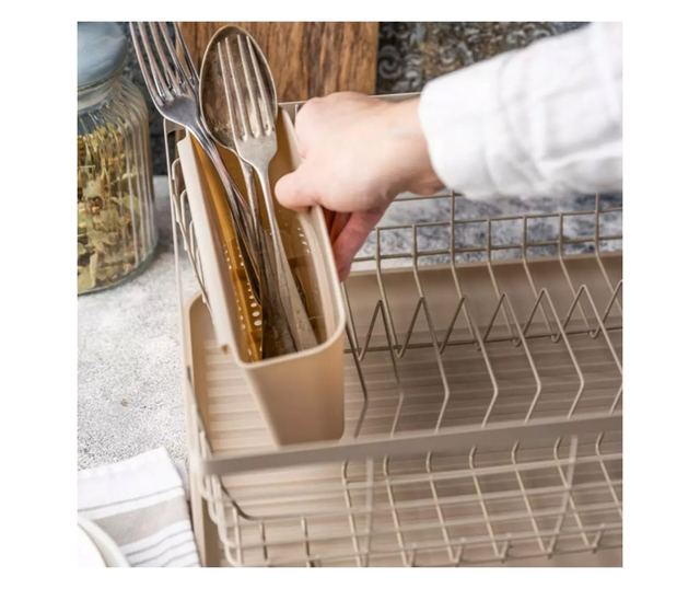 Uscător de vase Kinghoff KH 1838, Suporturi pentru ustensile, Bej