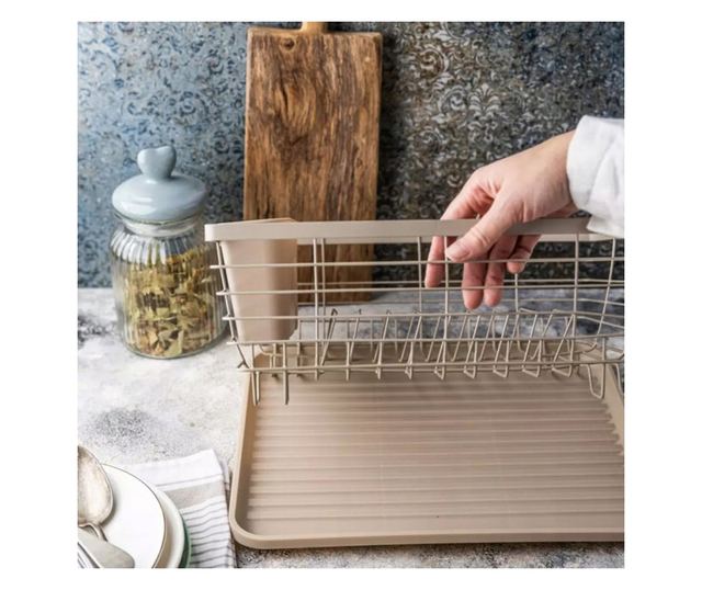 Uscător de vase Kinghoff KH 1838, Suporturi pentru ustensile, Bej