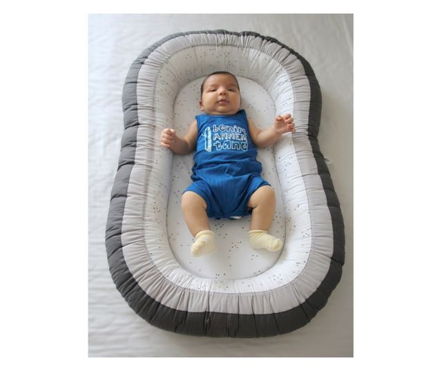 Babynest cu 2 fete BabyJem luxus szülők között (Culoare: Bleu)
