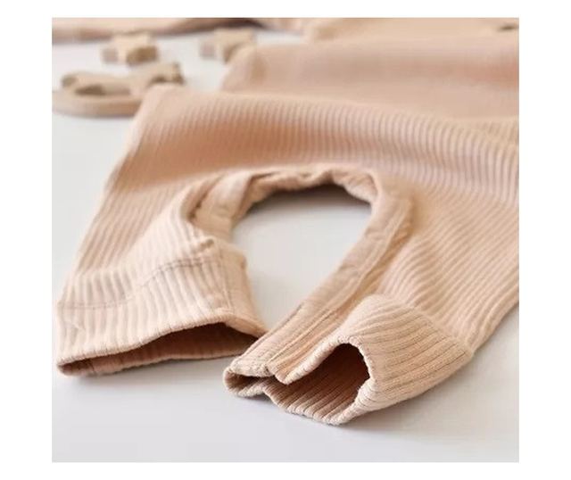 Hosszú ujjú jumpsuit és hosszú nadrág organikus és modális pamutból - BabyCosy lazac (méret: 3-6 hónap)