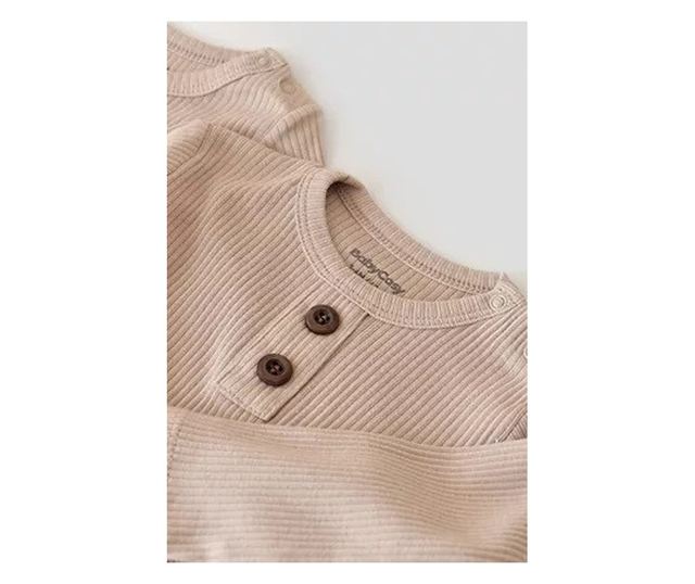 Hosszú ujjú jumpsuit és hosszú nadrág organikus és modális pamutból - Blush BabyCosy (méret: 3-6 hónap)