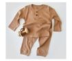 Blúz szett hosszú ujjú és hosszú nadrággal organikus és modális pamutból - BabyCosy barna (méret: 3-6 hónap)