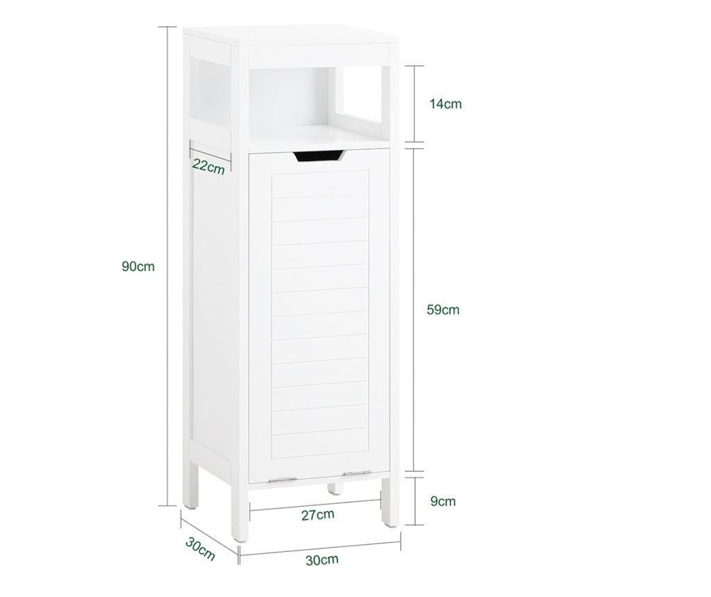 SoBuy omara za perilo, Kopalniška omarica s košem za perilo, kopalniško pohištvo BZR122-W - 3
