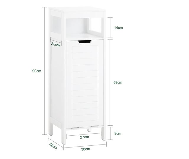 SoBuy dulap de baie, dulap de baie înalt, dulap înalt de baie BZR122-W