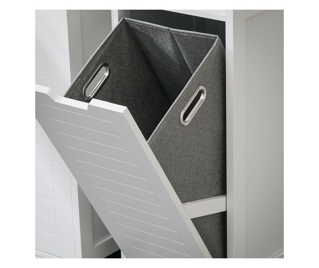 SoBuy omara za perilo, Kopalniška omarica s košem za perilo, kopalniško pohištvo BZR122-W - 6