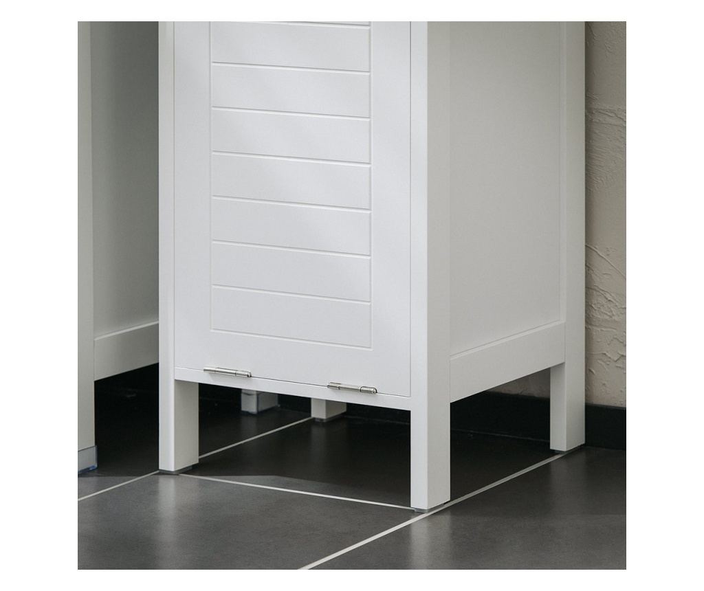 SoBuy omara za perilo, Kopalniška omarica s košem za perilo, kopalniško pohištvo BZR122-W - 7