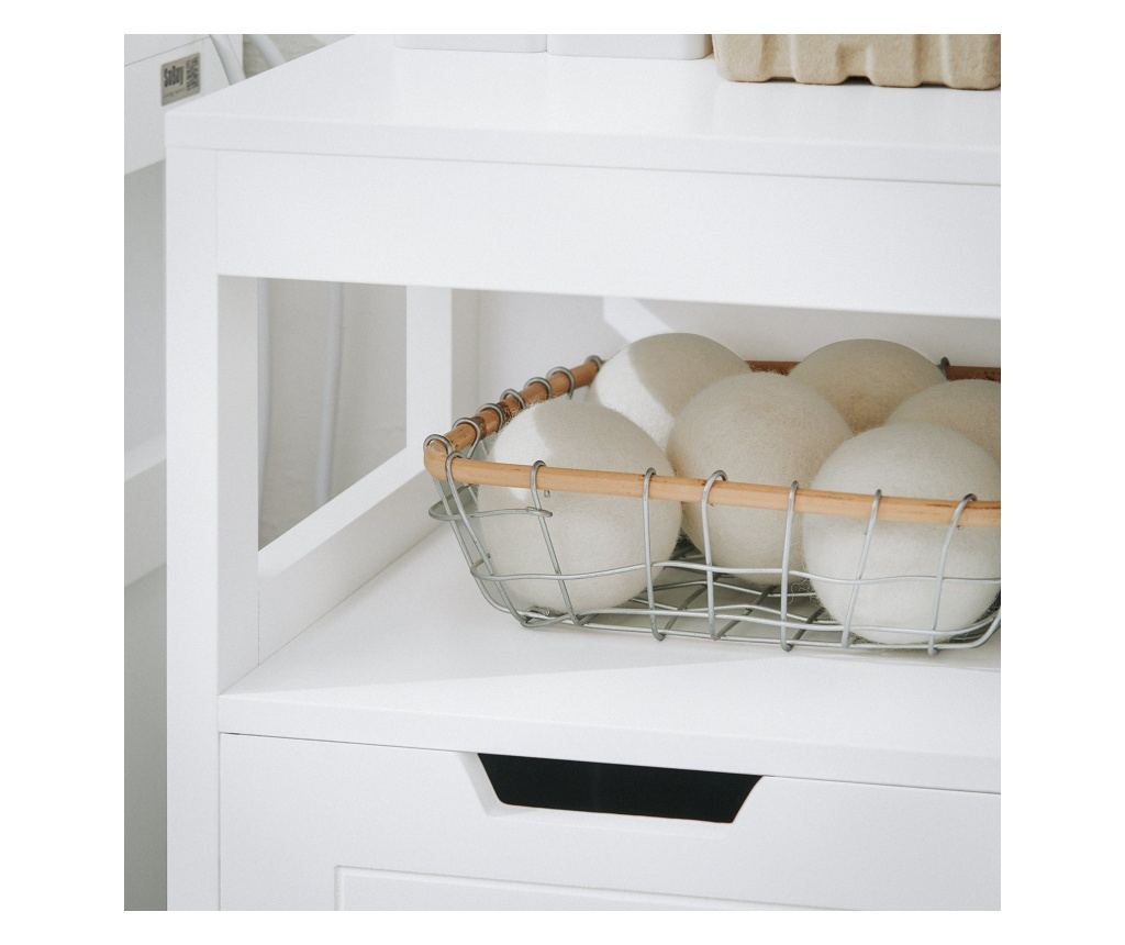 SoBuy omara za perilo, Kopalniška omarica s košem za perilo, kopalniško pohištvo BZR122-W - 8