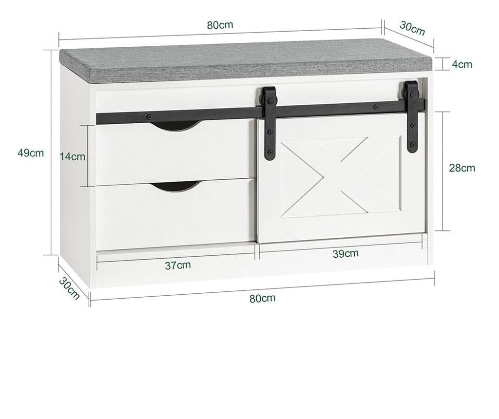 SoBuy Banc de depozitare, bancă, bancă pentru încălțăminte FSR153-W - 3