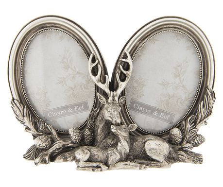 Leštěný pryskyřičný stříbrný fotorámeček 17x2x17 cm, 6x8 cm (2)