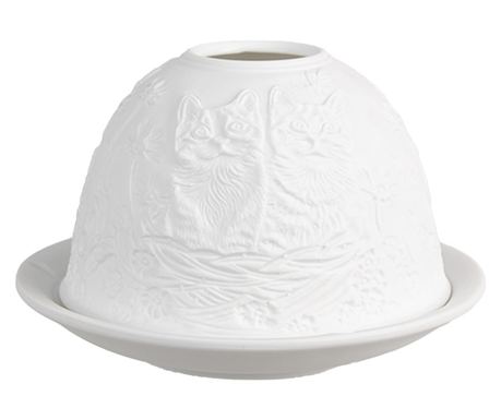 Porcelanasta sveča v obliki mačke 12x8 cm