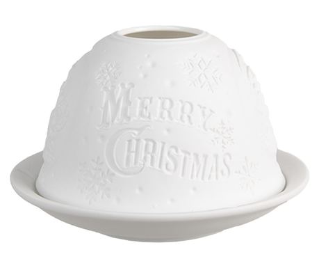 Vesel božični porcelanast svečnik 12x8 cm