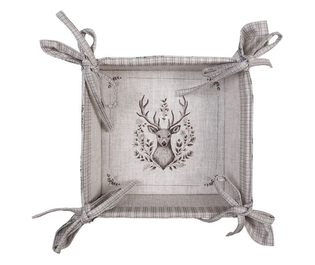 Košara za kruh od pamuka, boja siva bež, Ren 35x35x8 cm