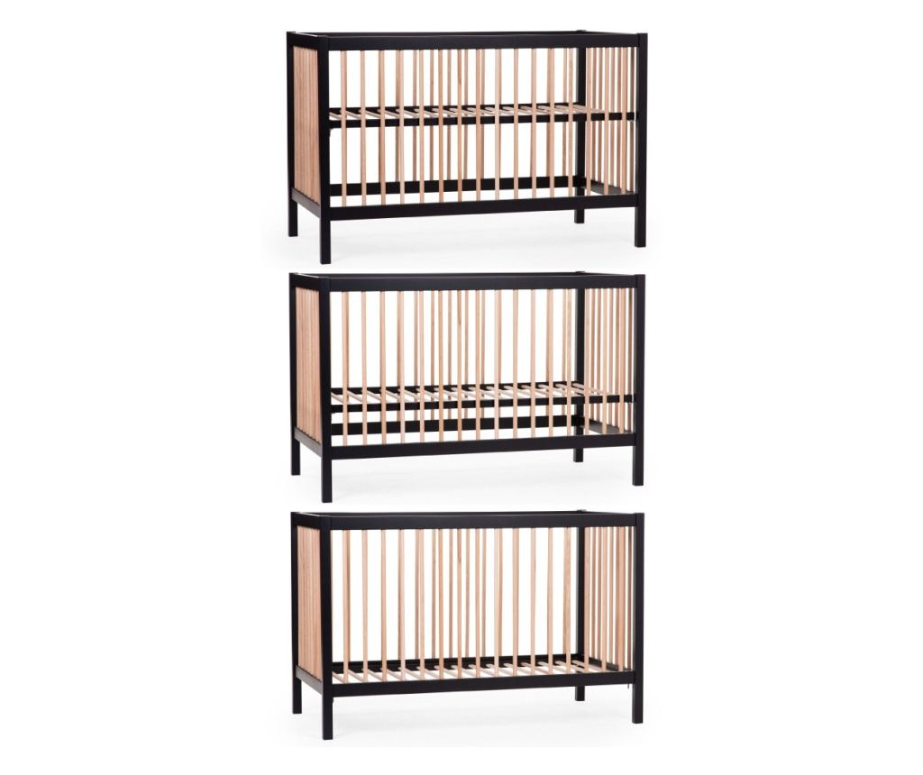 Patut Childhome Cot 97 Fag 60x120 cm, Natural/Negru - 2