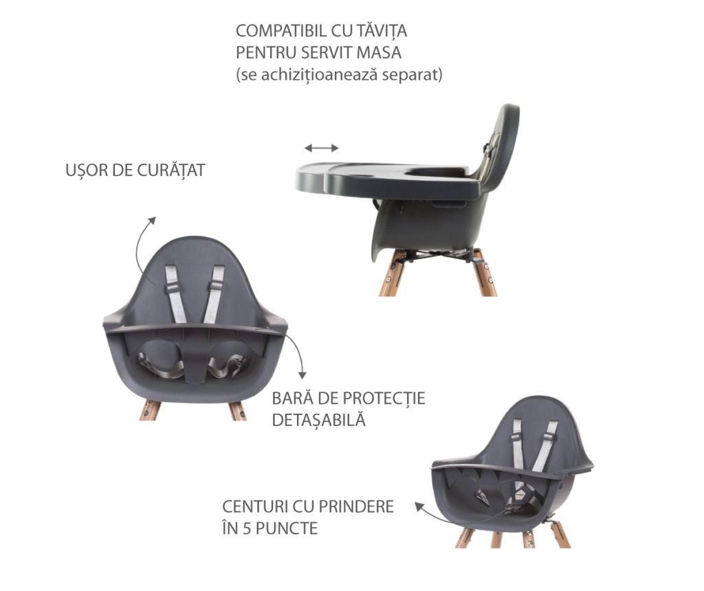 Scaun de masa reglabil in inaltime Childhome Evolu 2 Natural/Antracit - 4