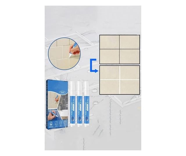 Set 3x Marker Corector MRG M1110, pentru Rosturi Faianta si Gresie, Permanent, Uscare Rapida, Antimucegai, Alb