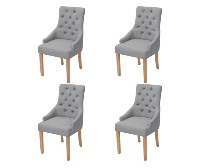 Vrtljivi jedilni stoli, komplet 4, svetlo sivi, blago