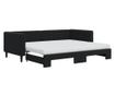 Κρεβάτι Ημέρας με Επέκταση και Στρώμα, Μαύρο, 90x200 εκ., Βελούδο thumbnail 2