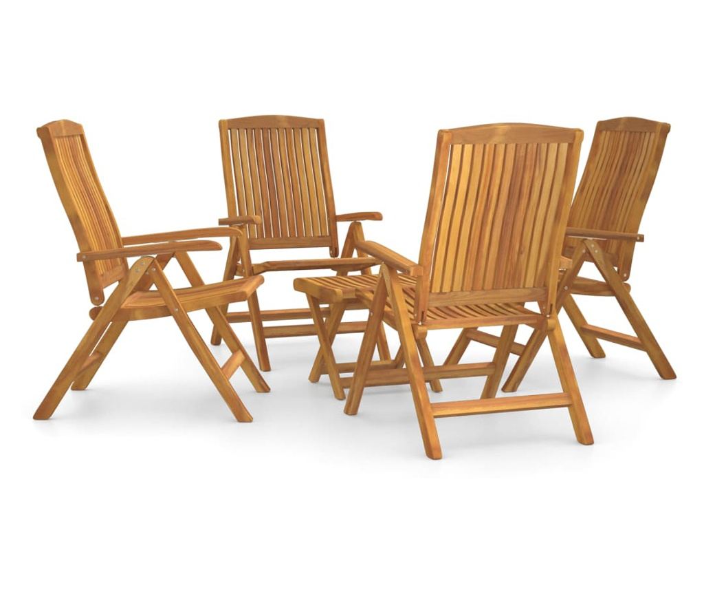 Комплект градински мебели, 5 части, масивно тиково дърво - 2