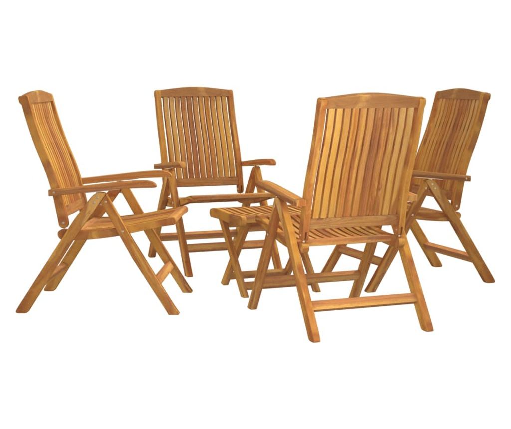 Комплект градински мебели, 5 части, масивно тиково дърво - 3