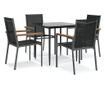 Градински комплект мебели, 5 части, Черен, Текстилен и Стомана thumbnail 2