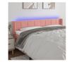 LED Табла за легло, Розово, 163x16x78/88 см, Кадифе