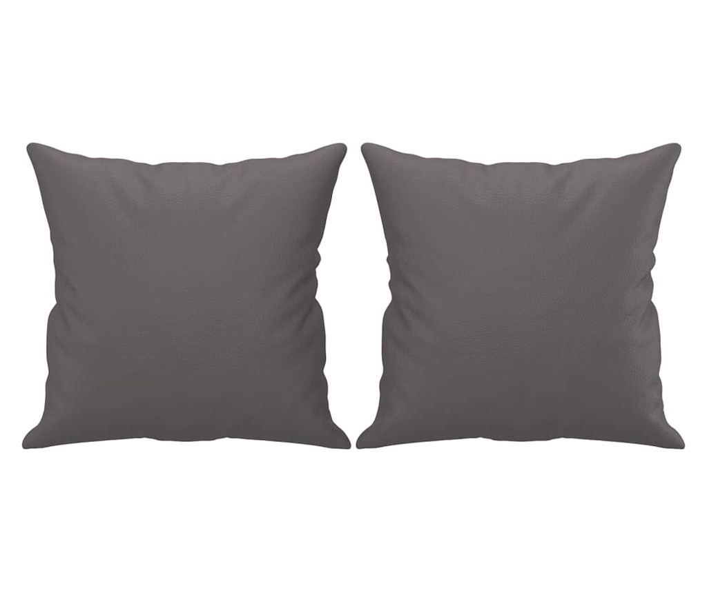 Двуместен диван с възглавници, сив, 120 см, изкуствена кожа - 5