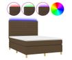 Пружинно легло с матрак и LED, тъмнокафяво, 140x200 см, текстил thumbnail 2
