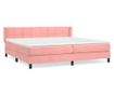 Боксспринг легло с матрак, розово, 200x200 см, кадифе thumbnail 2