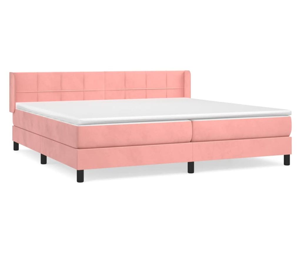 Боксспринг легло с матрак, розово, 200x200 см, кадифе - 2