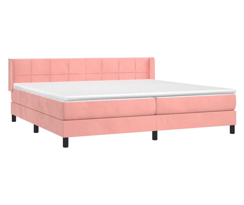 Боксспринг легло с матрак, розово, 200x200 см, кадифе - 3