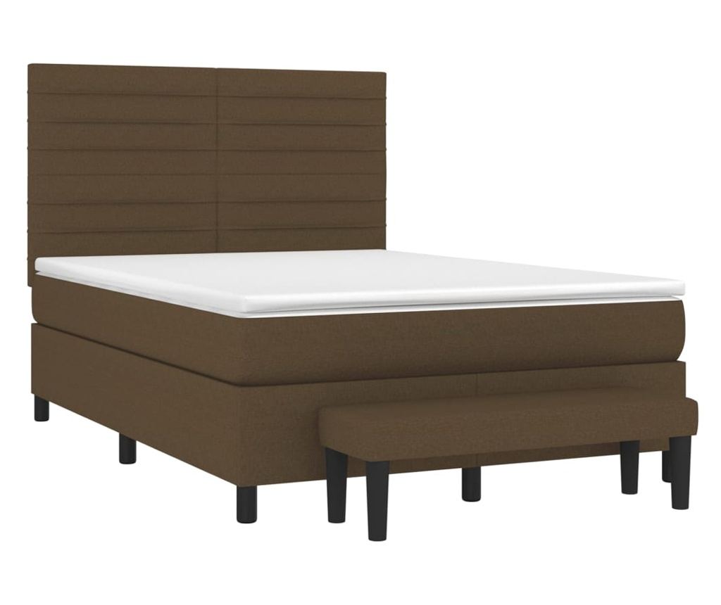 Континентално легло с матрак, тъмнокафяво, 140x200 см, текстил - 3