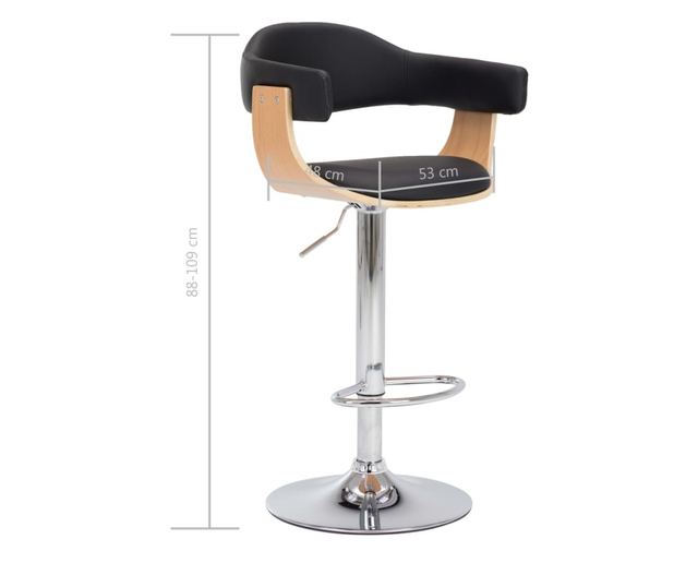 Barski stoli, 2 kosa, črni, upognjen les in umetno usnje