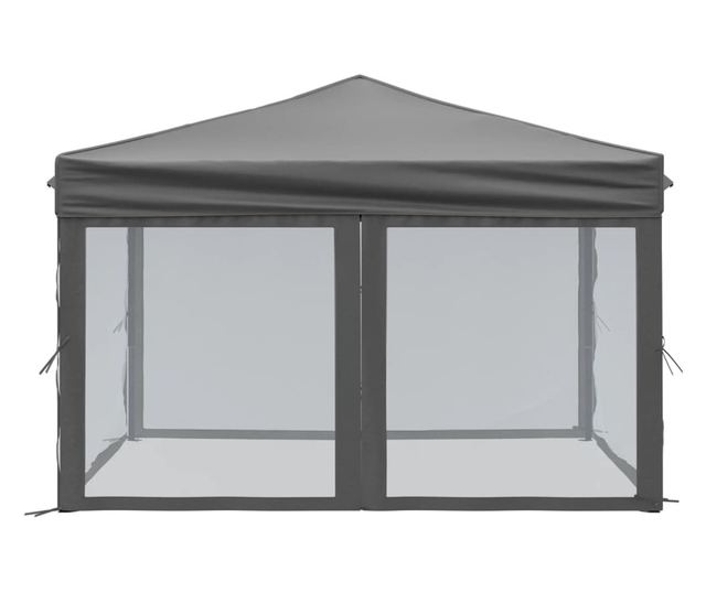 antracitszürke összecsukható partisátor oldalfalakkal 3 x 3 m