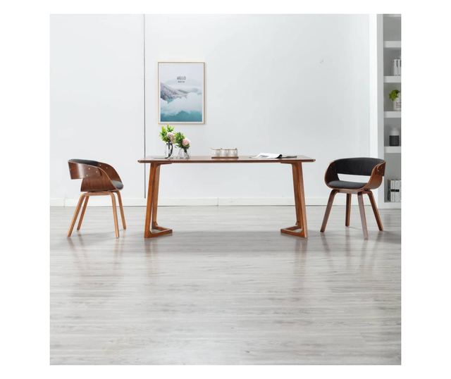 Kuhinjski stol, siv, upognjen les in tkanina