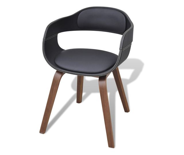 Jedilni stoli 2 kosa, črni, upognjen les in umetno usnje