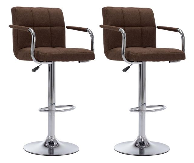 Barski stoli, 2 kosa, rjavi, tekstil